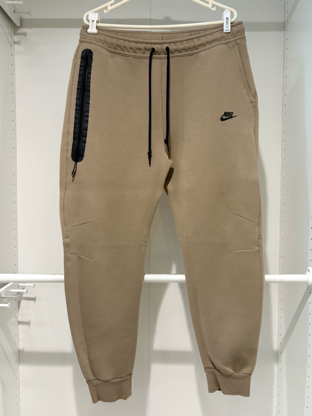 Nike Khaki/Tan Fleece Joggers with Black Accents